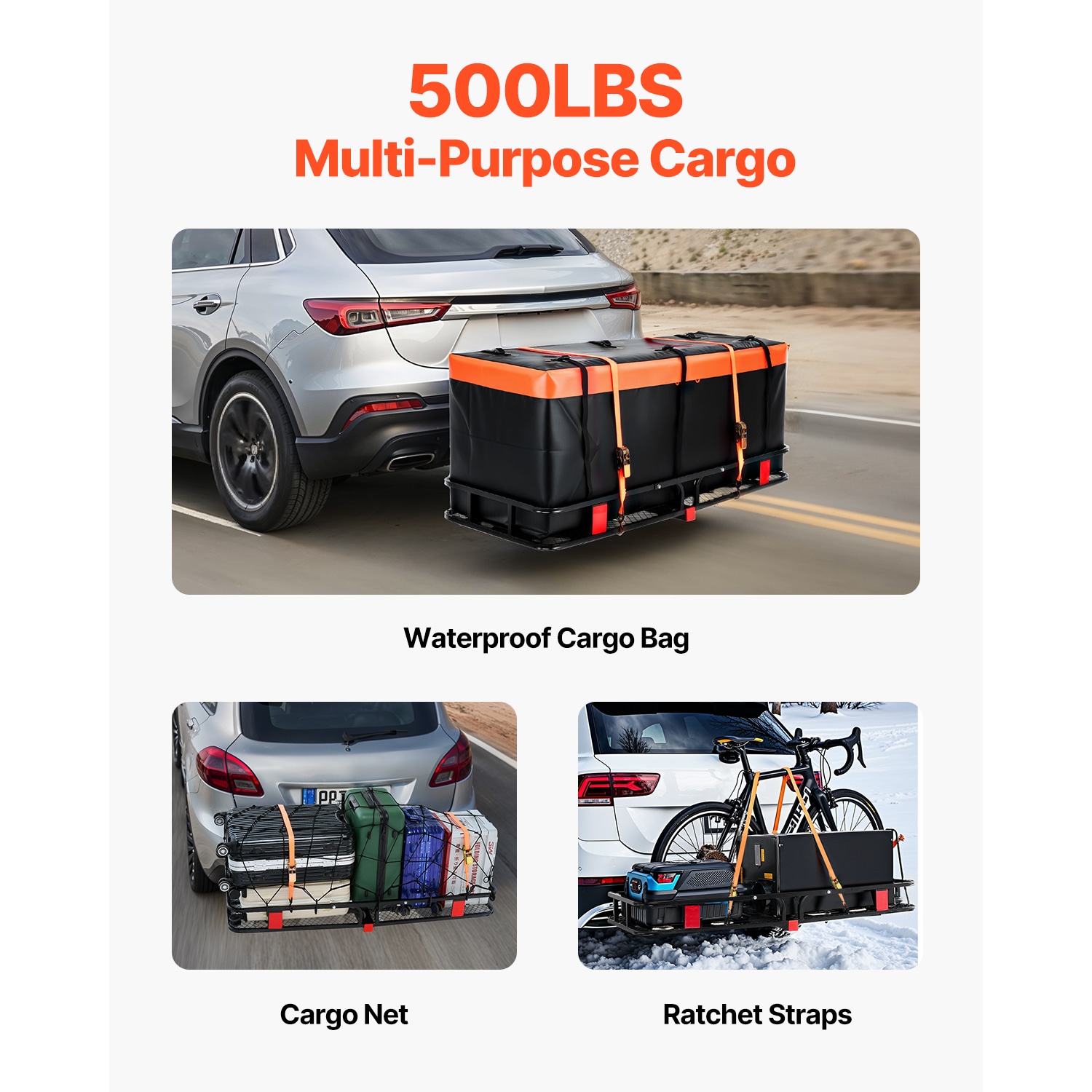 Heavy Duty Folding Hitch Cargo Carrier With Net For Motors_voghion.com